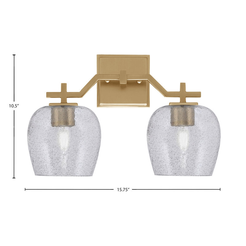 Bar pour salle de bain Headland illustré avec verre à bulles de fumée de 4 po, H 10,5 po x l 15,75 po x P 6,5 po, Laiton