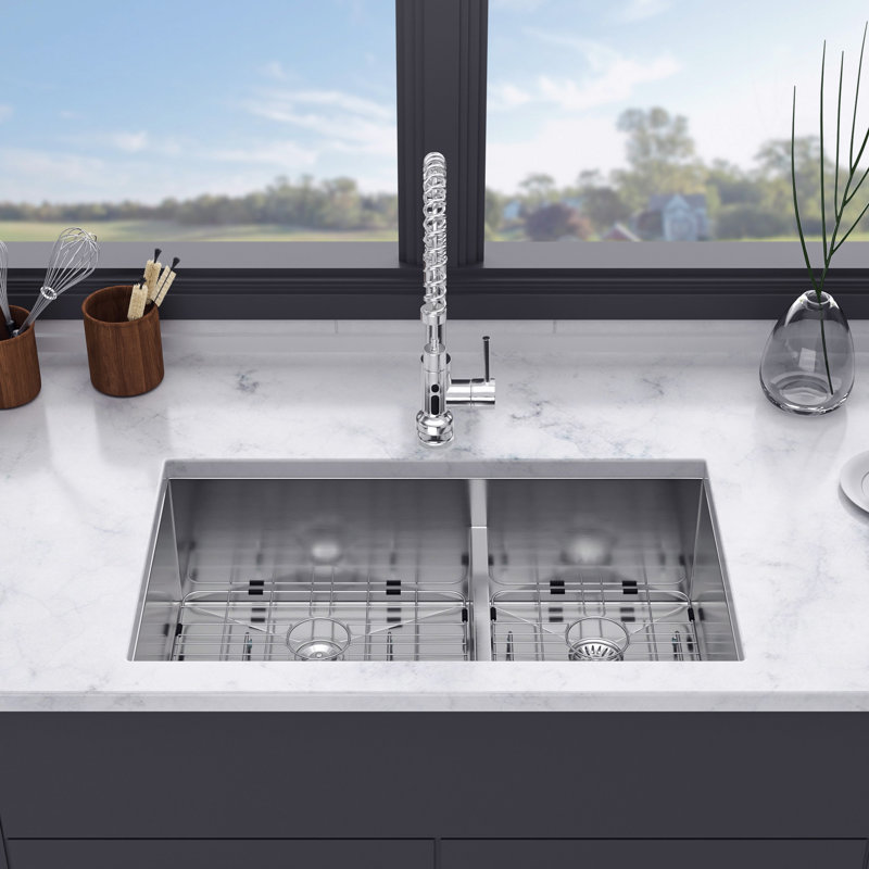 28'' L Double Bowl Stainless Steel Kitchen Sink
