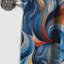 Blue and Orange Enchanted Waves Harmony - Rideau occultant géométrique abstrait - 1 panneau-107545919