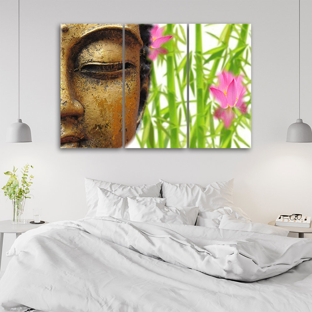 Leinwandbild Buddha Bamboo Zen Gold