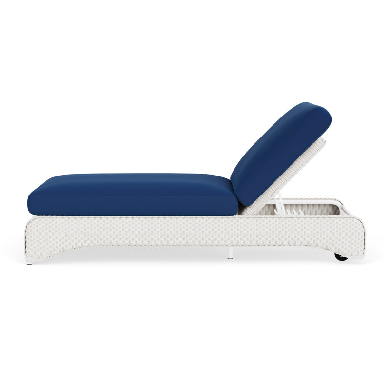 Loom Outdoor Chaise Lounge, Flagship Lapis Sunbrella®, White