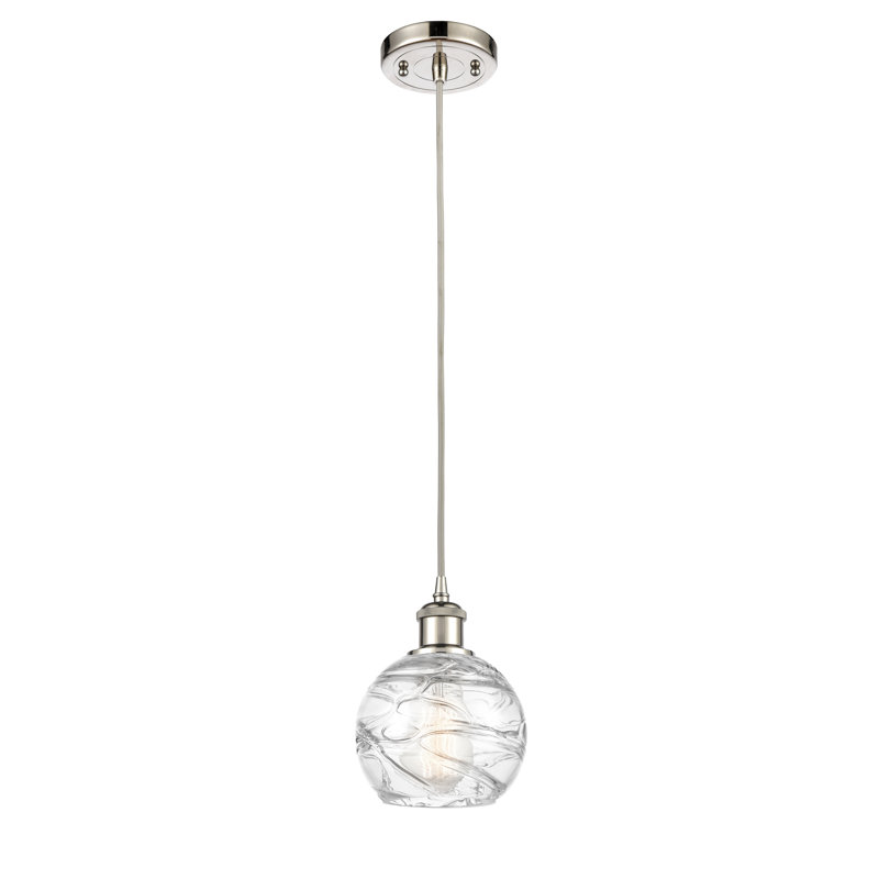 Luminaire suspendu sphère 1 lumière Aanya, Ampoule non incluse, Nickel poli