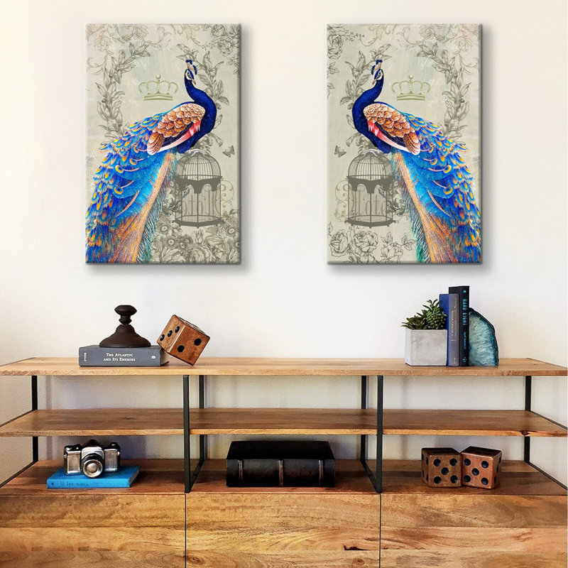 " Blue Peacocks " 2 - Pieces
