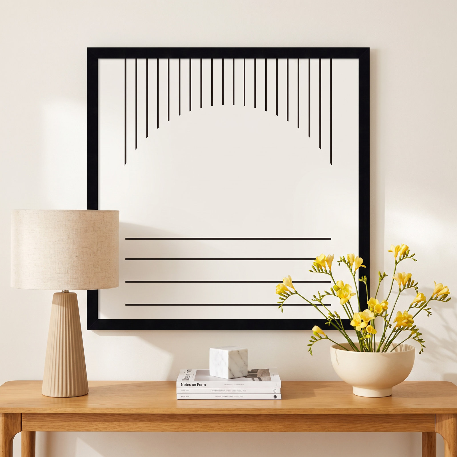 Modern Statement Stripes 2 Print, 21" H x 21" W x 1" D, Black