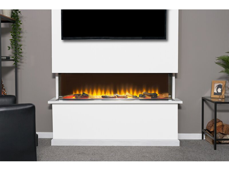 Recessed Wall Mounted Electric Fire, 49cm H x 130.4cm W x 23.5cm D