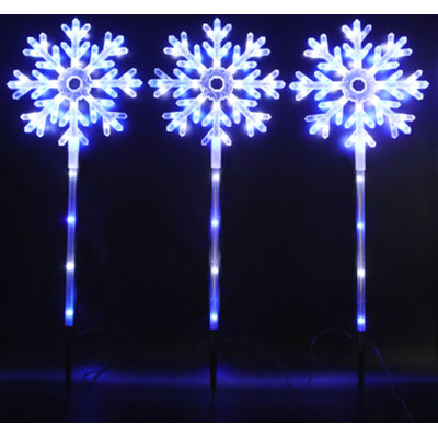 3 lumières de sentier flocon de neige