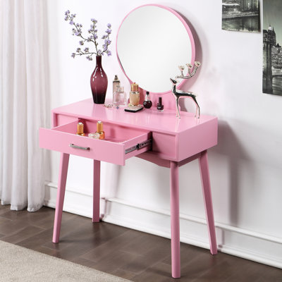 Meuble-lavabo et tabouret en bois rose avec pieds élégants