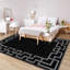 Nico Black Modern Printed Area Rug - Bold Black with Geometric Grey Frame-1288883324