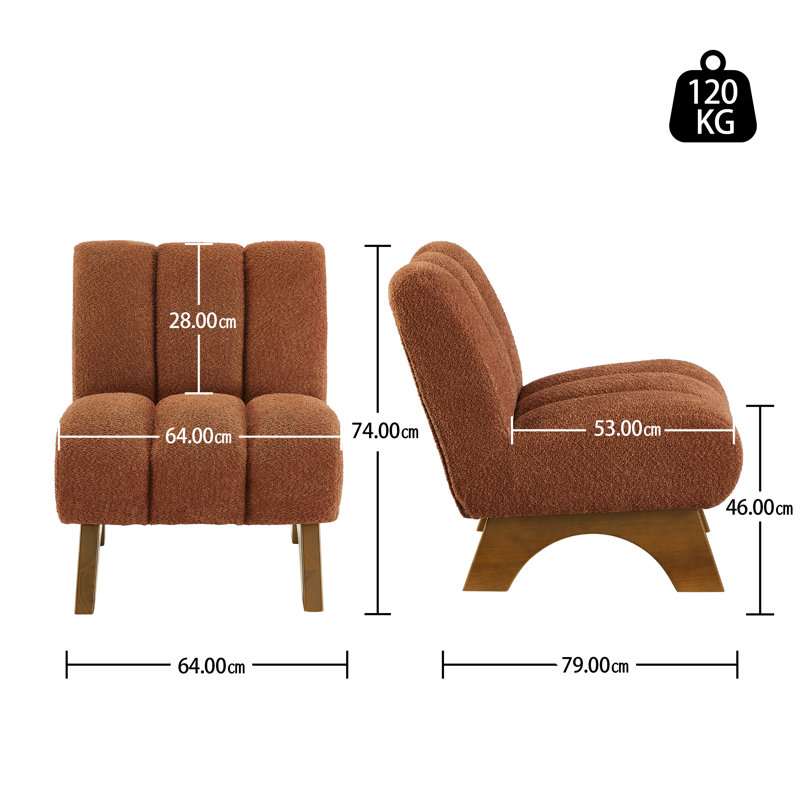 Brinlei 64cm Wide Tufted Lounge Chair, Orange