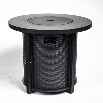 40000btu Propane Fire Table, 30inch, Stainless Steel Frame Outdoor 30inch Round Table With Lava Rocks, 40000btu, Top