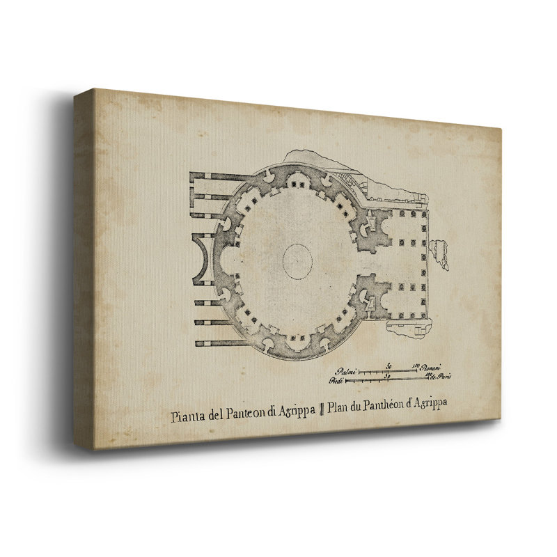 Plan for the Pantheon - reproduction d'art sur toile tendue, H 8 po x l 12 po x P 1 po