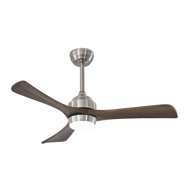 42" Modern Solid Wood Ceiling Fan with Light, Brushed Nickel DC Motor Indoor Ceiling Fan with Remote Control, Brown Wood