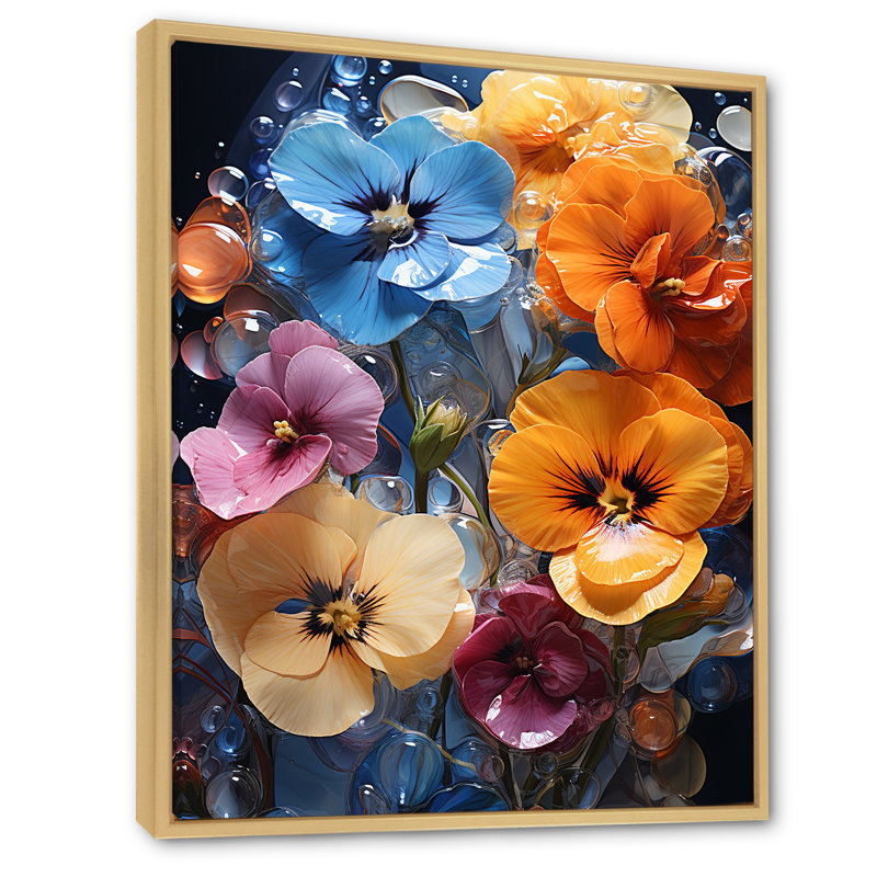 Vibrant Pansy Medley II, Cadre naturel flottant, H 40 po x l 30 po x P 1,5 po