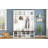 Farmhouse Wooden Hall Tree with 6 Hooks, Walnut Storage Bench, Adjustable Shelves, and 13-Compartment Entryway Organizer for Mudroom or Living Room.-129594907