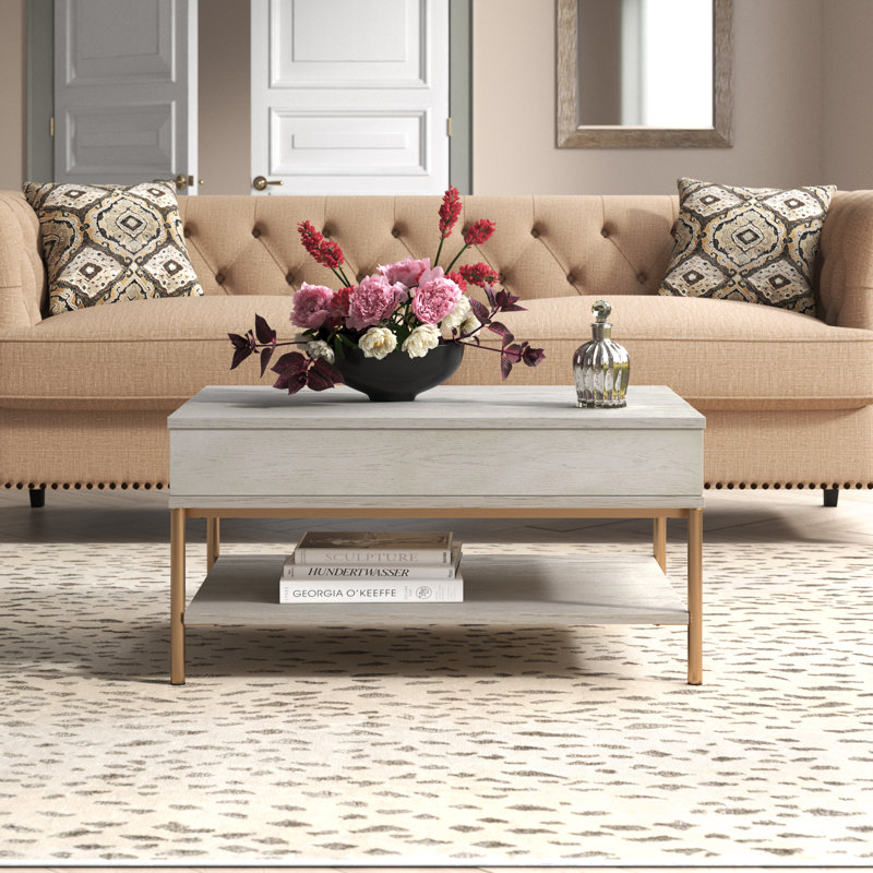 Cates Coffee Table, White, Gold