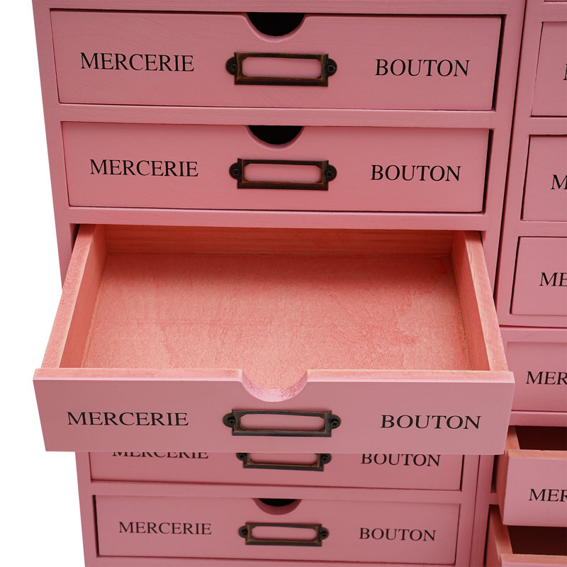 Hadumoth 4-Slot Wooden Desk Drawer Unit, Pink