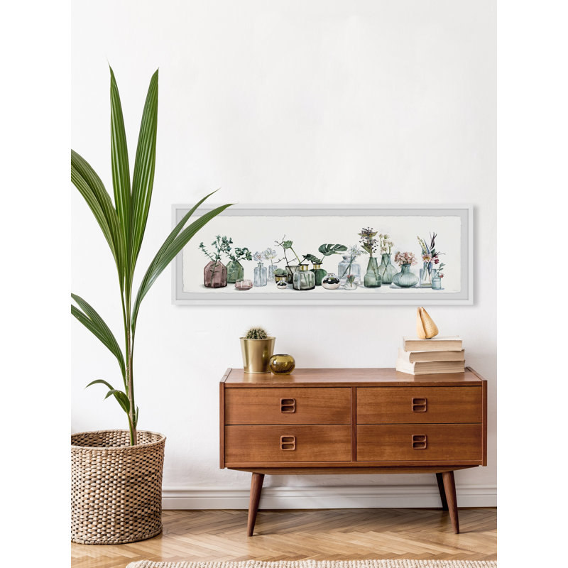 Colorful Pots And Plants by Parvez Taj - Single Picture Frame Painting, 25cm H x 76cm W