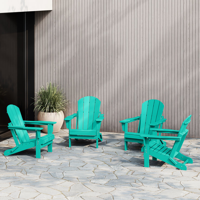 Laguna HDPE Folding Adirondack Chair, Turquoise