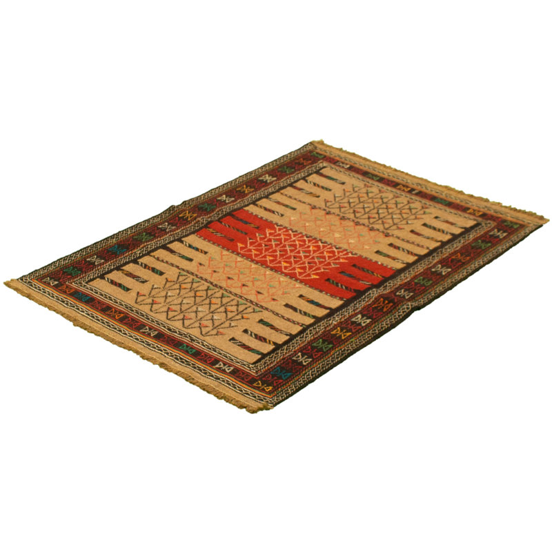 Tapis décoratif en laine brun clair en laine noué à la main de conception unique noué à la main New Age 3 pi 7 po x 5 pi 9 po Bigg
