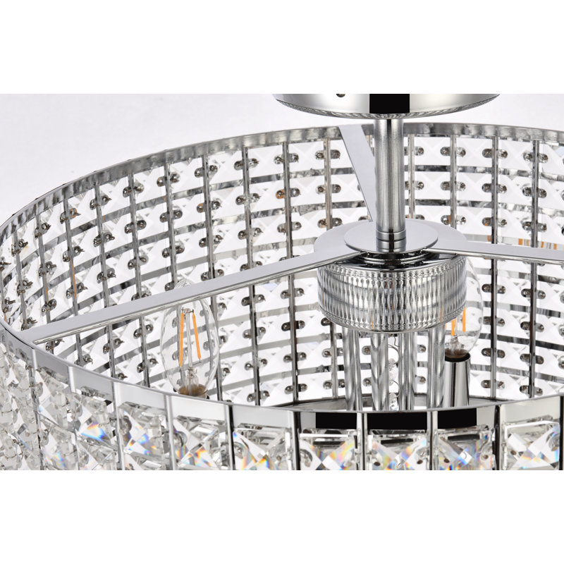 Dusin Semi Flush Mount, Chrome, Chrome/Clear, 19" H x 17" W x 17" D