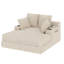 Canapé-lit de 53 po surdimensionné pour chaise longue sans os, mousse très épaisse avec coussins, porte-gobelets et poches latérales, fauteuil de lecture sans assemblage, beige