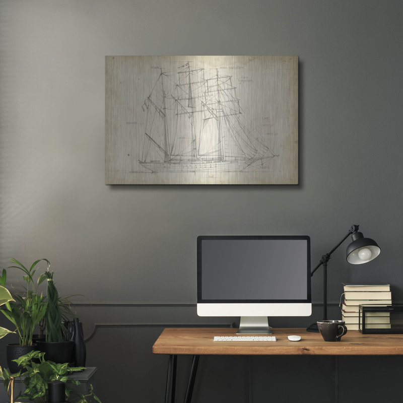 17 Sailories Blueprint I par Ethan Harper, art mural en métal, 16 po x 12 po, H 24 po x l 36 po