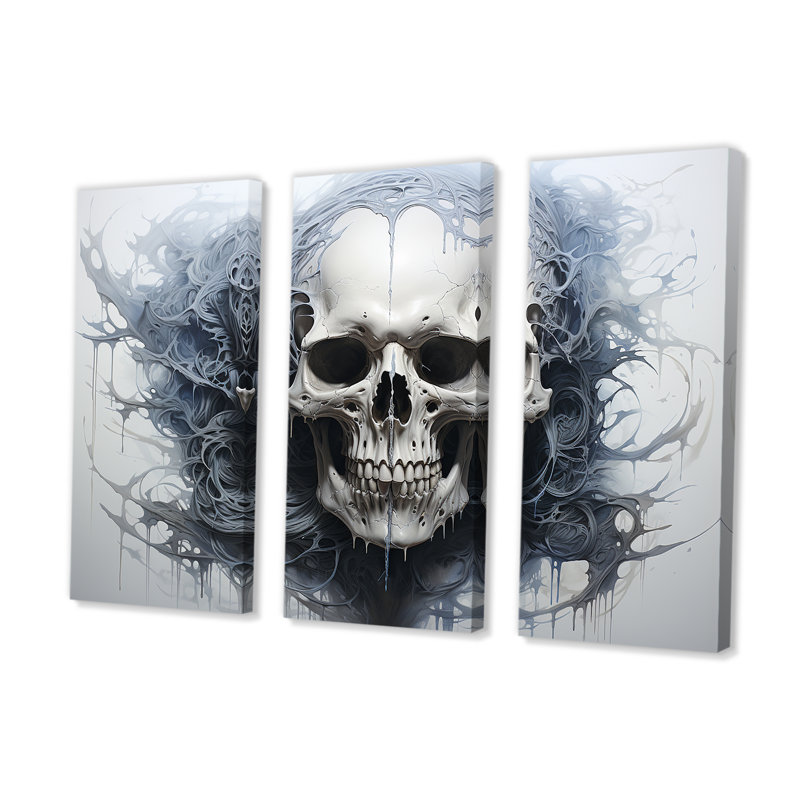 «Skeletal Elegance III», ensemble d'art sur toile de crâne, H 28 po x l 36 po x P 1 po