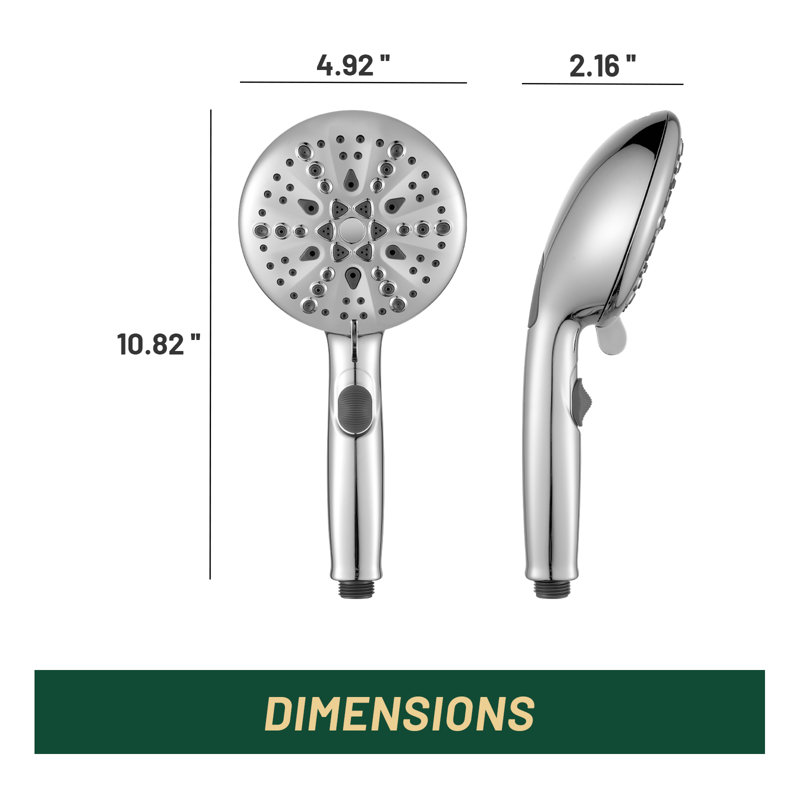 Pomme de douche multifonctionnelle à 9 jets avec motif de pause, lavage intégré, Chrome
