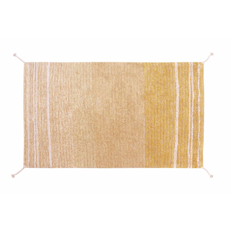 Reversible Hand Tufted Cotton Area Rug in Natural/Light Honey/Dark Honey/Amber, Rectangle 2' 7" x 4' 7"