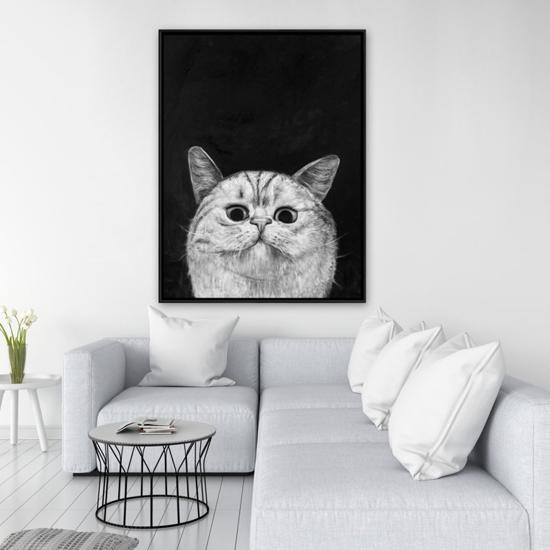 Watching Cat Print On Canvas