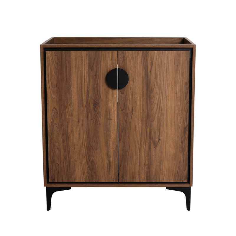 Meuble-lavabo de salle de bain 30 po, autoportant, 2 portes, bois d'ingénierie, finition, brun, meuble-lavabo brun de style américain 30 po, hydrofuge, design