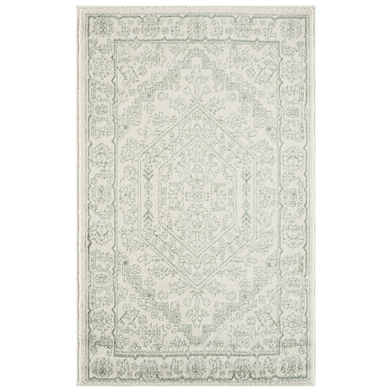 Arrietty Oriental Machine Made Area Rug in Sage/Ivory, Rectangle 3' x 5'
