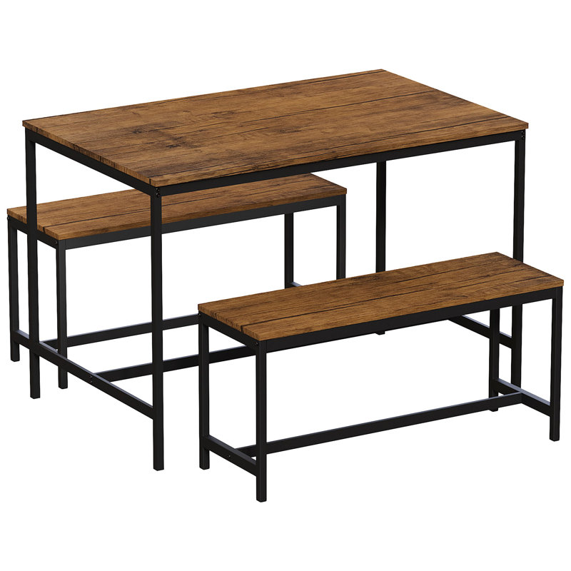 Abneer 4 - Person Dining Set, Dark Wood, Dark Wood, Black