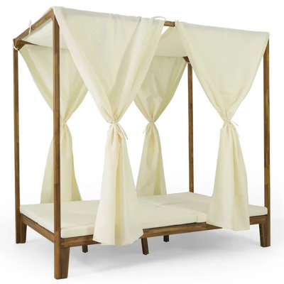 Daybed, Outdoor Relaxation With Waterproof Curtains And Seating, Wood Construction Water- Benefits, Lounges,