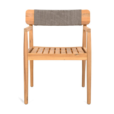 4 Wood Patio Chairs Look Gray Rope All-Weather Outdoor Dining Comfortable Design Timeless Aesthetic