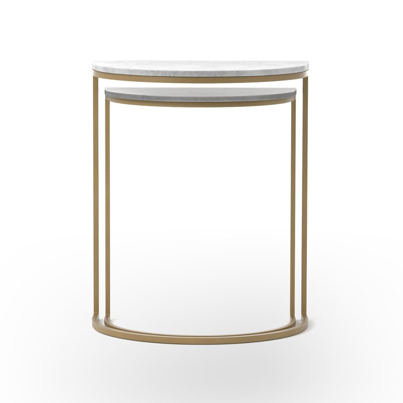 Ane Marble Nesting End Table, White Marble, Gold