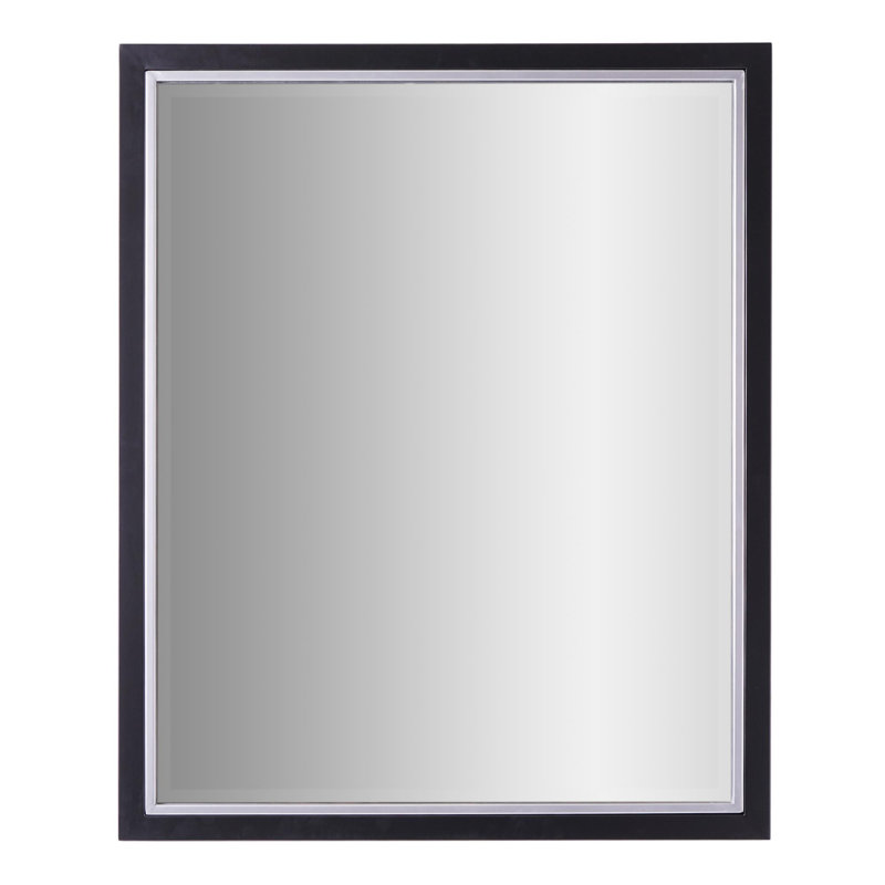 Miroir de salle de bain Wilguy, 24 po x 30 po, Noir brossé / chrome