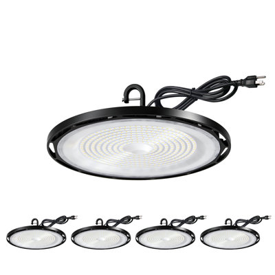 Éclairage UFO à DEL haute performance Run Bison 150W, 15000LM, 6500K, éclairage UFO à hauteur 120V, Plug & Play, IP65, éclairage de baie commercial imperméable pour entrepôt