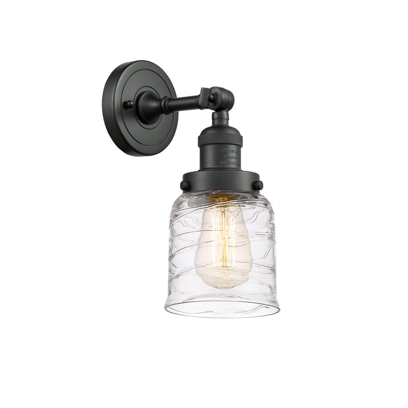Applique murale 1 lumière 8 po Bell, Noir mat, Ampoule non incluse, Tourbillon déco transparent