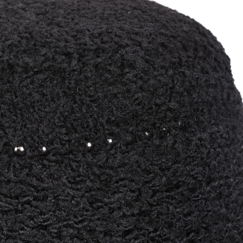Upholstered Ottoman, Black Wool 