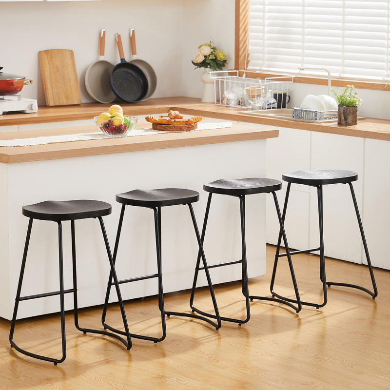 Ensemble de siège de selle en bois massif avec repose-pieds Alazia, Tabouret de comptoir (siège d'une hauteur de 26 p, 4