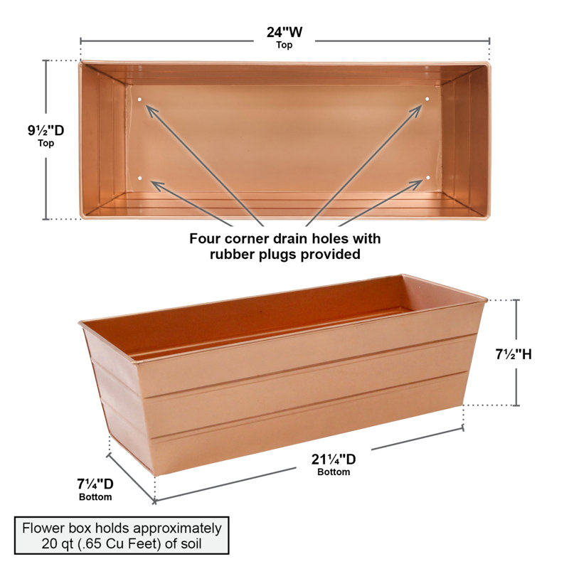 Cohen Metal Window Box Planter, Medium, Orange