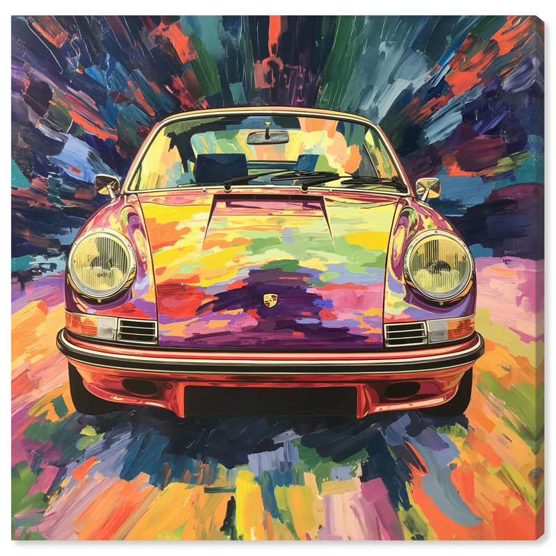 Porsche Aurora Vortex Abstract Car Canvas Art, 24" x 24"