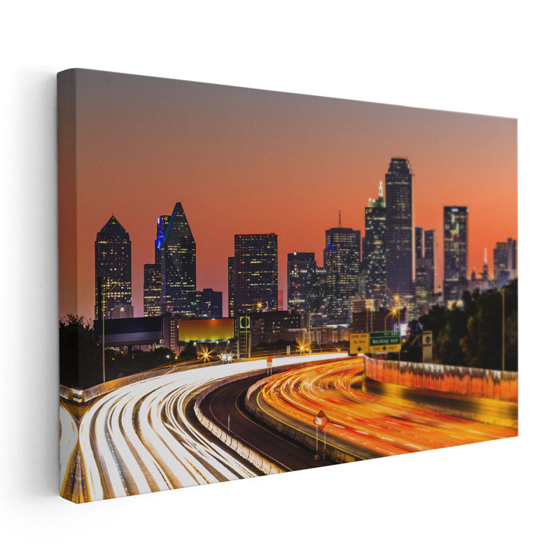 «Dallas City Skyline At Sunrise», reproduction d'art sur toile, H 40 po x l 60 po
