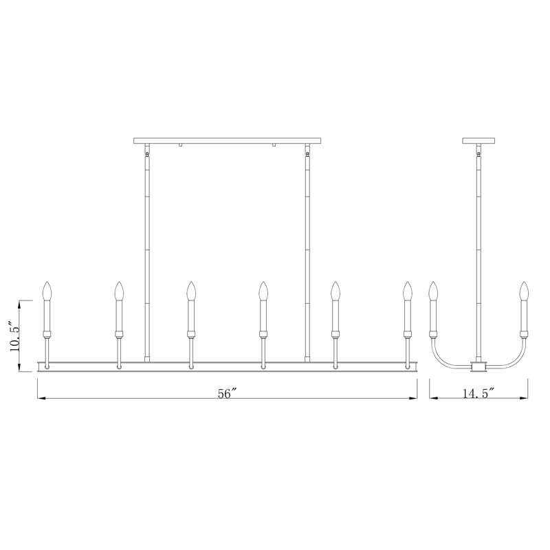 Suspension linéaire en grappe 12 lumières Emrich, Laiton vieilli