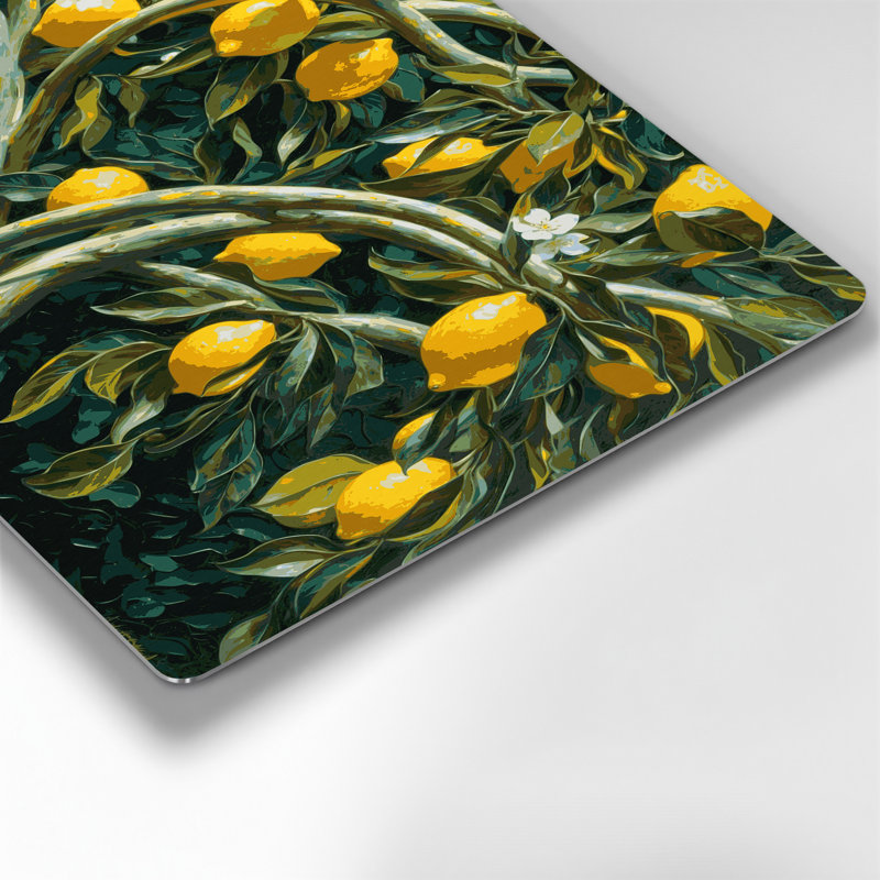«Botanical Lemon Tree Branches», art mural en métal vert, H 144 po x l 216 po x P 0,05 po