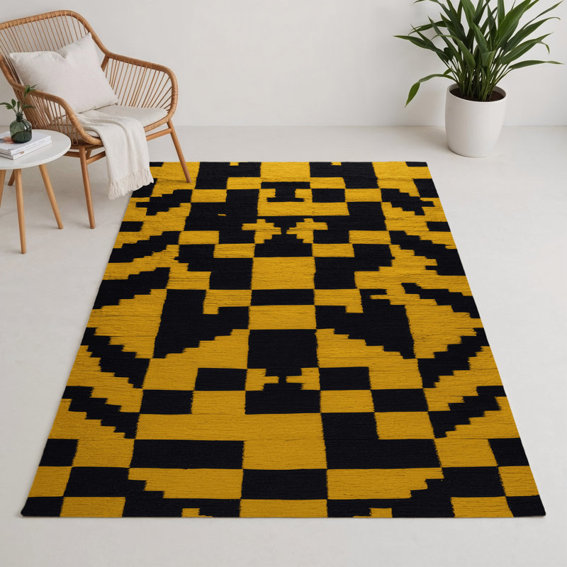 Tapis intérieur / extérieur noir à carreaux, Rectangulaire 3 pi x 5 pi