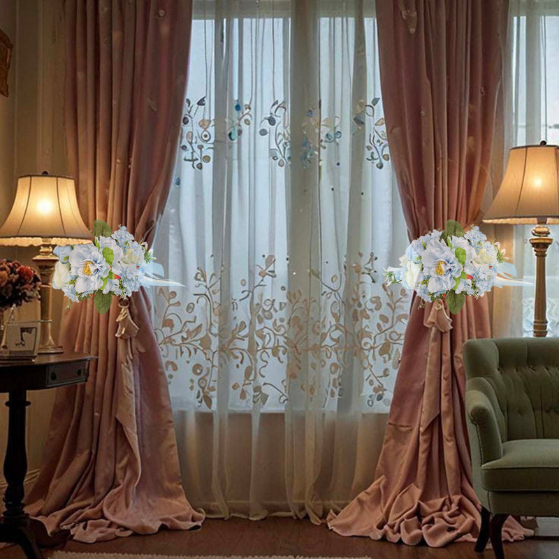 Décoration pour la maison-table de salle à manger-rideaux-guirlandes-perles-boucles de rideaux, Blue
