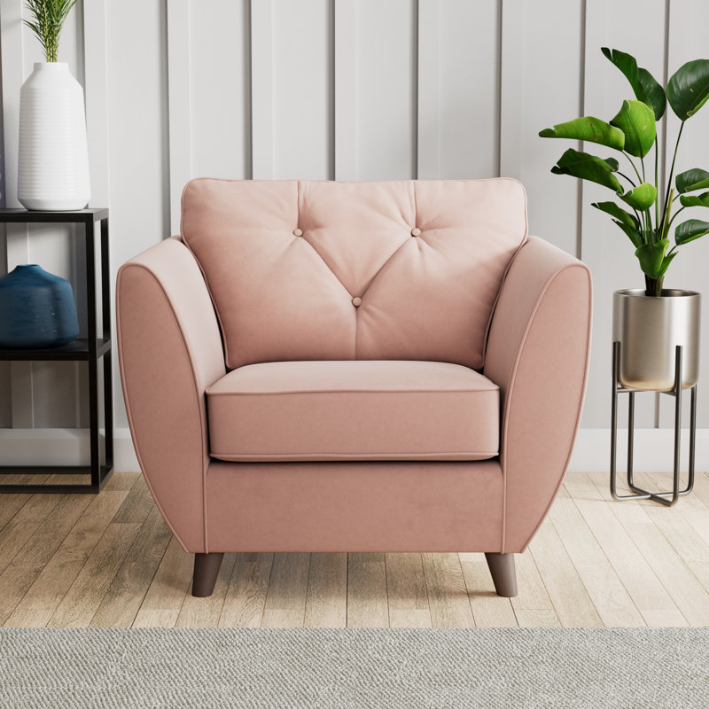 Collazo Upholstered Armchair, Pink, Dark Brown Wood