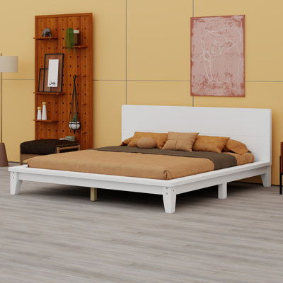 Contemporary Platform Bed Frame with Headboard